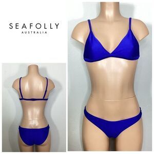 New. Seafolly blue ribbed bikini. Small. Retails $269